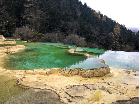 四川高原湿地黄龙五彩池