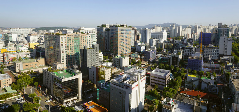 韩国水原城市全景俯拍