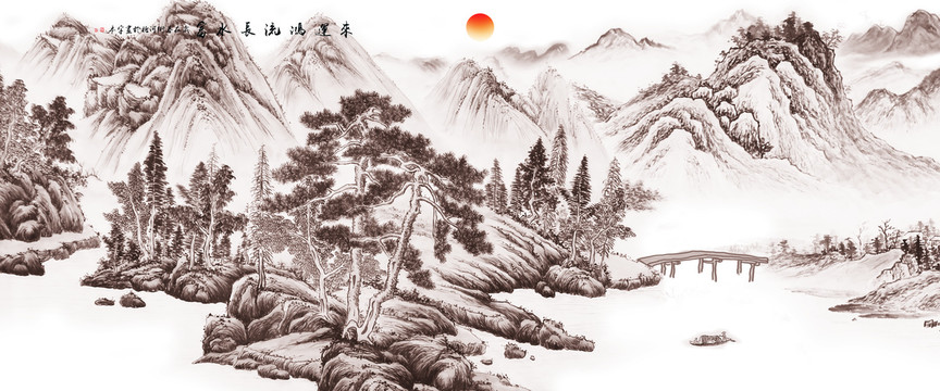 仿古山水画