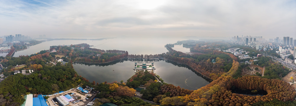 武汉东湖风景区深秋航拍风光