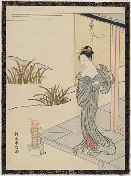 鈴木春信陽臺上的女人