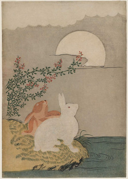 铃木春信野兔和秋天的月亮