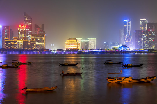 杭州城市阳台夜景