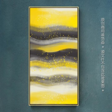 黃色抽象油畫(huà)玄關(guān)裝飾畫(huà)