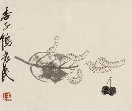 齊白石桑蠶圖
