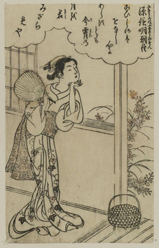 鈴木春信女孩靠在窗臺上