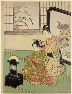 鈴木春信鏡子里的秋月