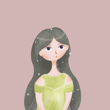 手繪插畫女孩