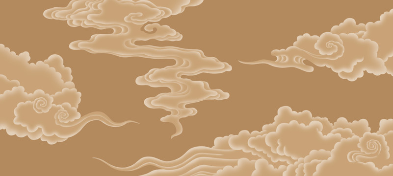 手繪古風(fēng)祥云裝飾畫