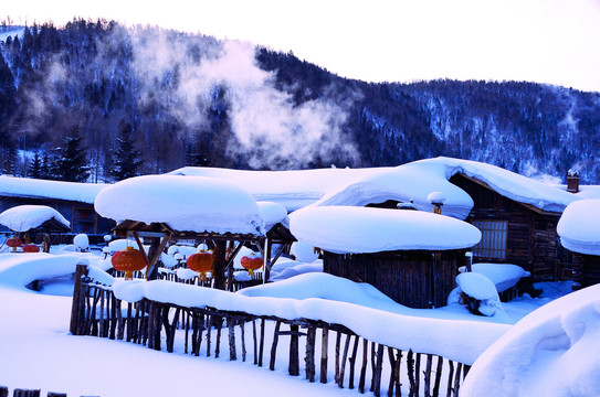 雪乡晨炊