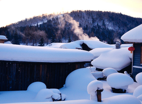 雪乡晨炊