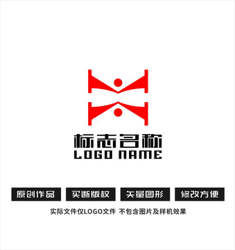 XH字母标志人才logo