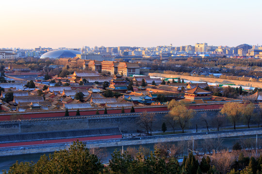 景山俯瞰北京故宫古建筑群