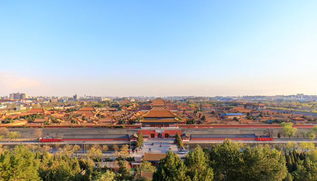 俯瞰北京故宫古建筑群全景