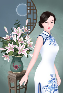 旗袍古風(fēng)美女