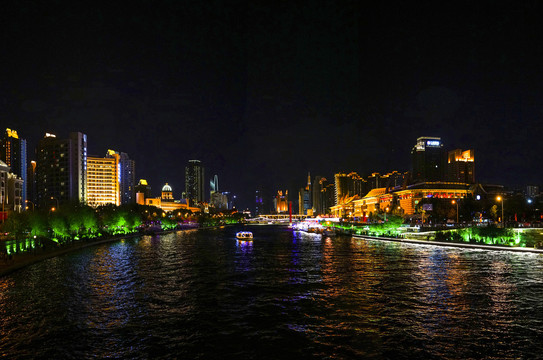 天津海河夜景大画幅