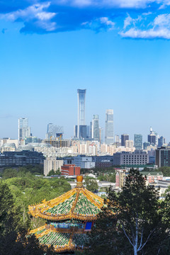 中国北京景山公园中国尊大楼美景