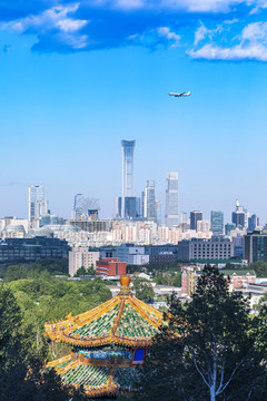 中国北京景山公园中国尊大楼美景