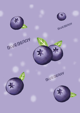 手绘蓝莓插画