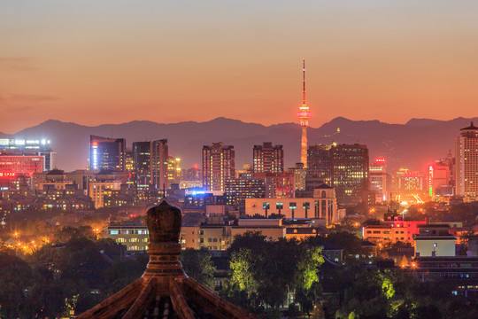 远眺中央电视城市建筑群夜景