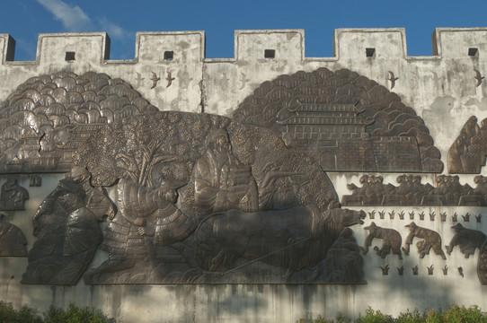 农耕文化墙饰铜雕