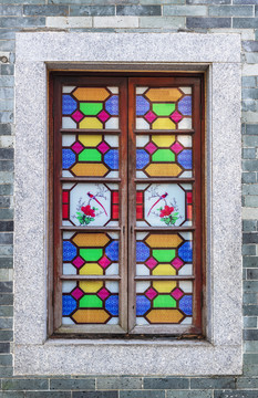 岭南中式玻璃花窗