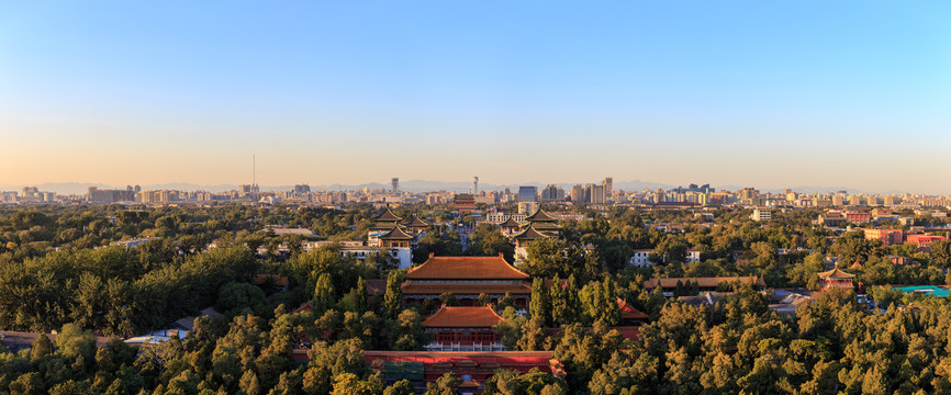 景山遠眺北京中軸線壽皇殿全景