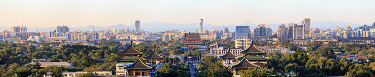 景山远眺北京中轴线寿皇殿全景