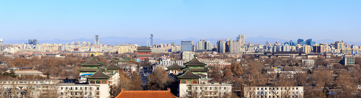 景山远眺北京中轴线寿皇殿全景