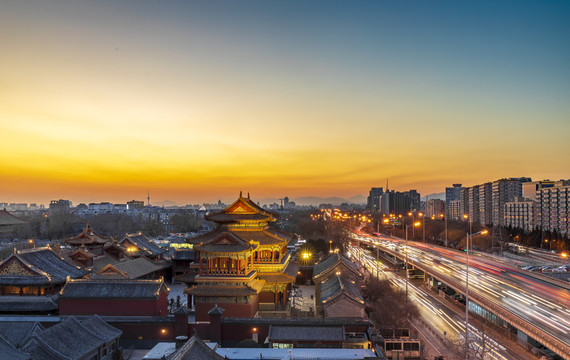 中国北京雍和宫夜景