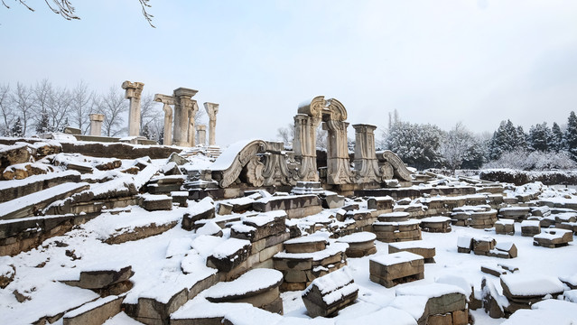 圆明园雪景