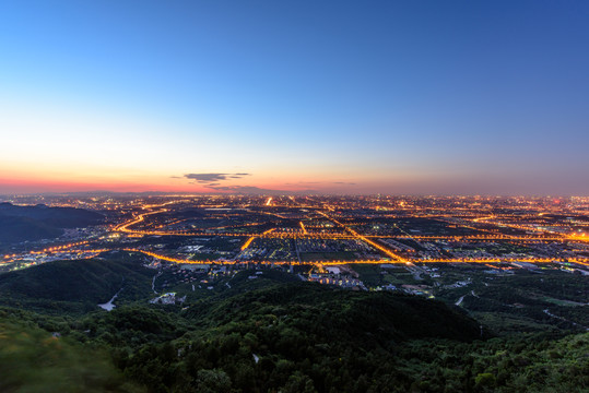 西山远眺北京城西城区夜景