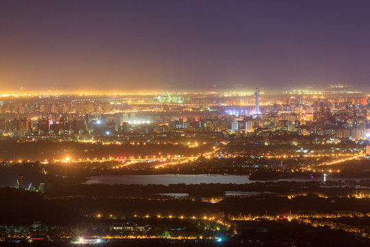 西山远眺北京城西城区夜景