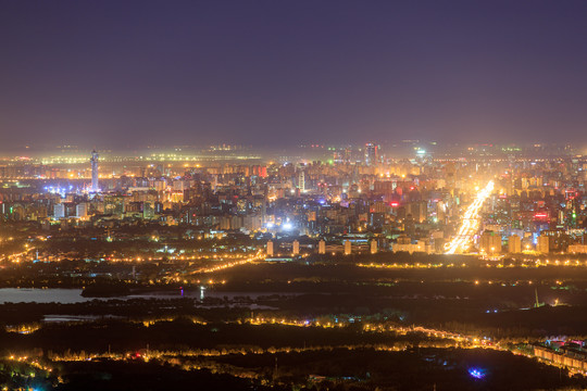 西山远眺北京城西城区夜景