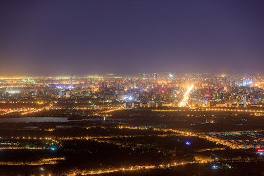 西山远眺北京城西城区夜景