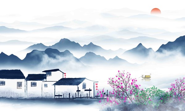 新中式大氣意境山水畫