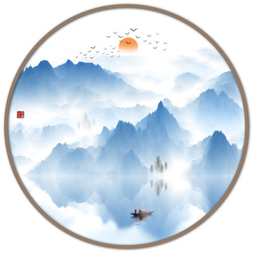 圓形水墨畫