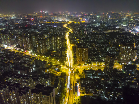 广州都市夜景立交桥