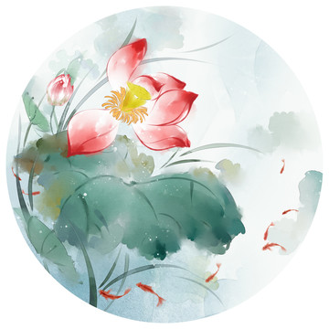 水彩荷花