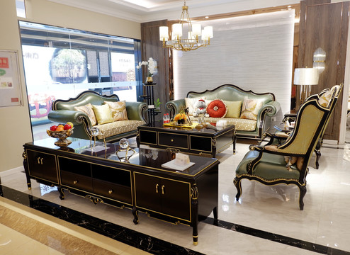 客厅沙发组合皮沙发美式沙发