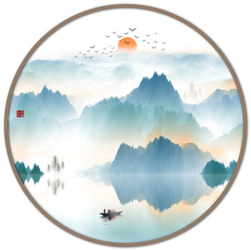 圓形水墨畫
