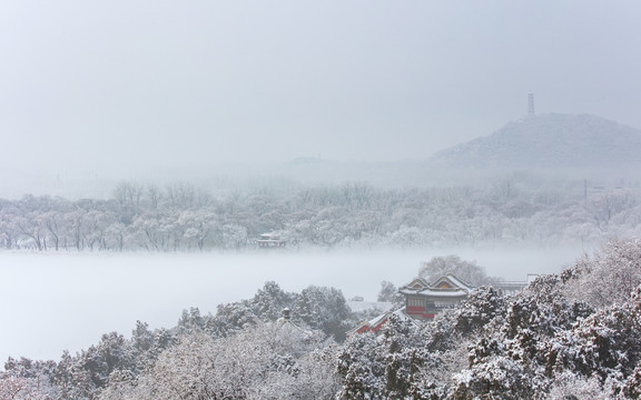 北京颐和园冬日雪景