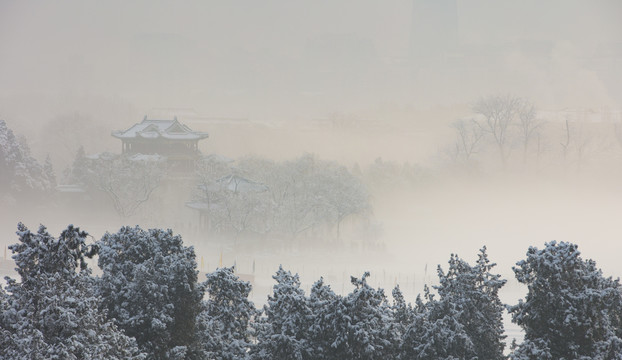 北京颐和园冬日雪景