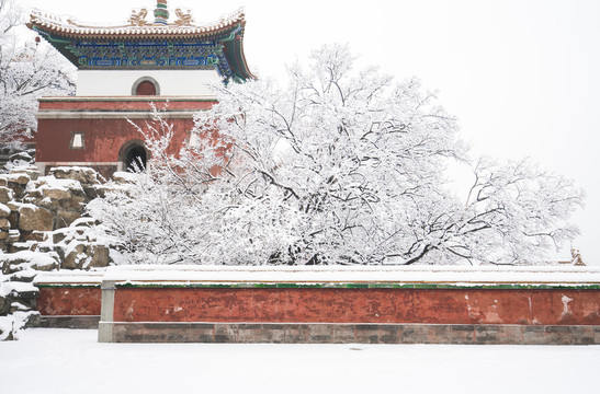 北京颐和园四大部洲景区雪景