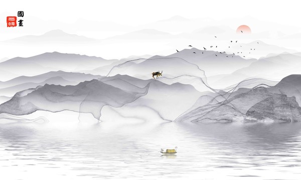 水墨山水裝飾畫