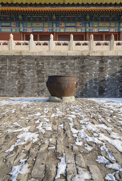 冬天的中国北京故宫建筑一角