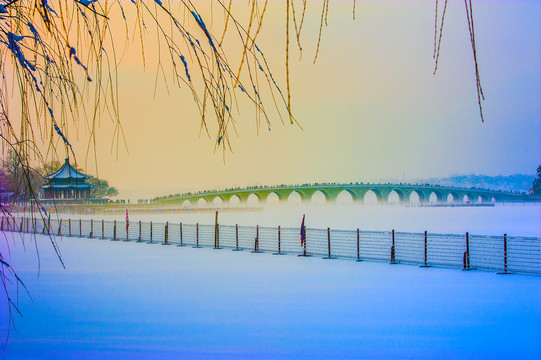 北京颐和园冬日雪景