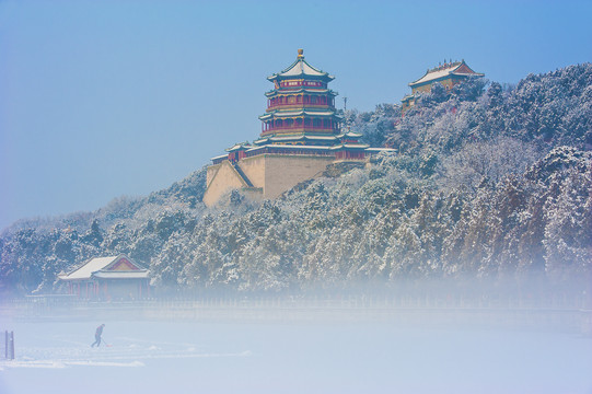 北京颐和园冬日雪景