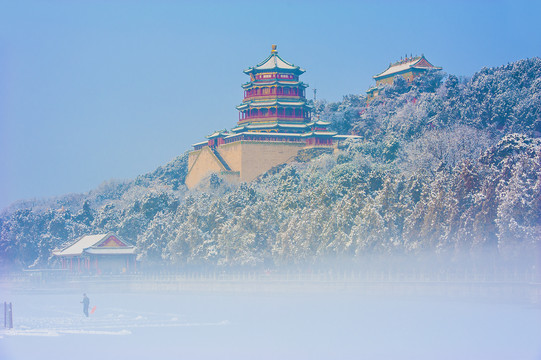 北京颐和园冬日雪景