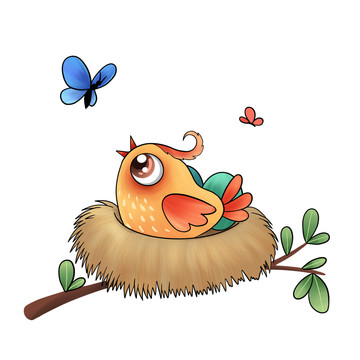 孵蛋的小鳥(niǎo)印花